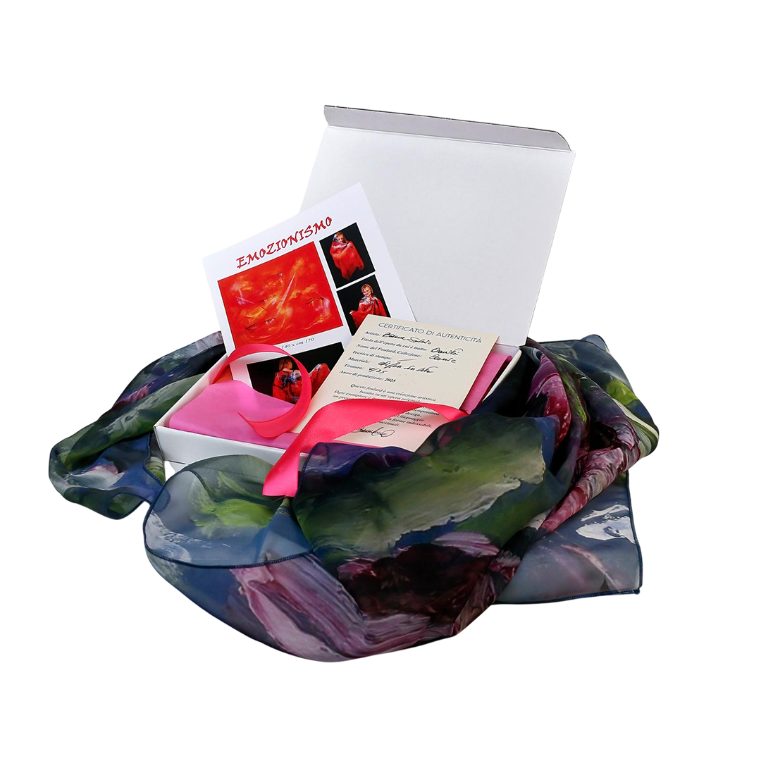 Confezione Foulard Artistico 140×140 di Saverio Barone con certificato di autenticità